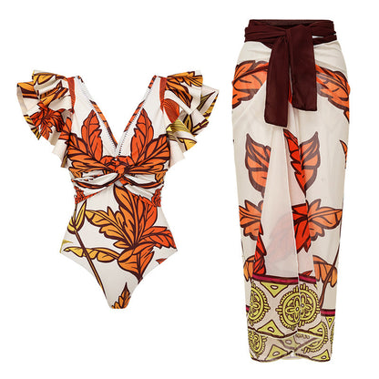 Print Halterneck One-Piece Swimsuit