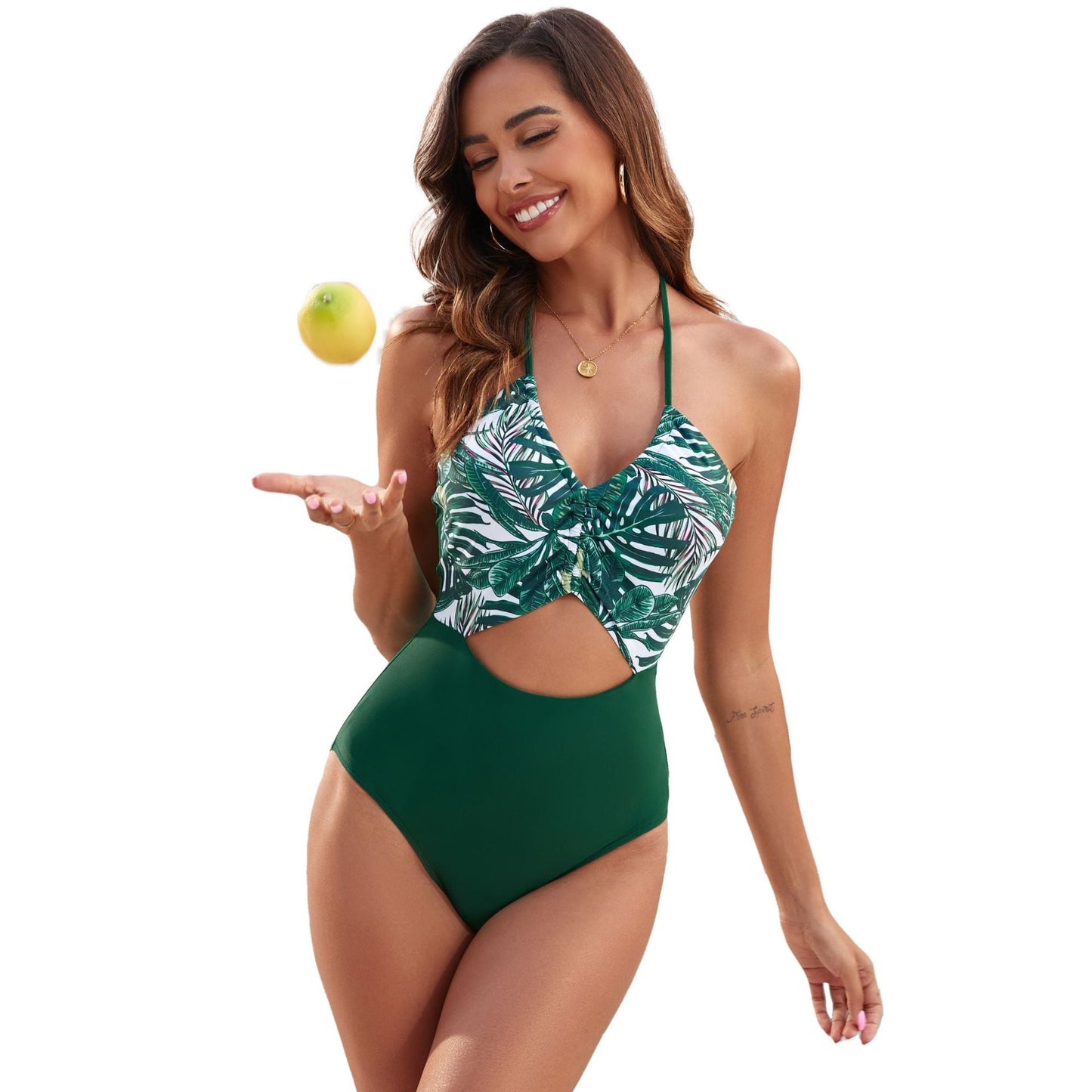 Print Patchwork One-Piece Swimsuit