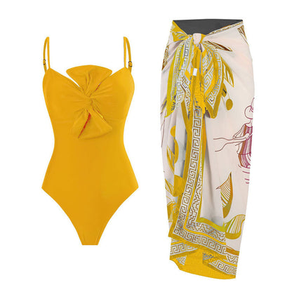Bow Solid One-Piece Swimsuit