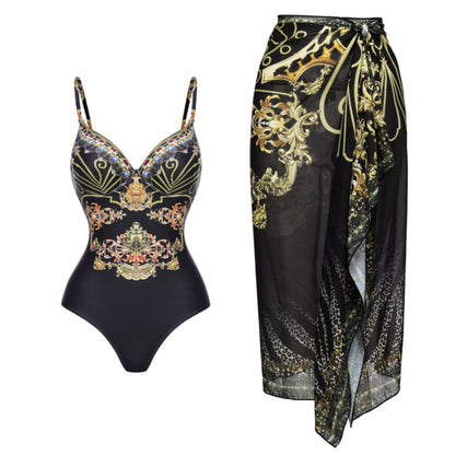 Black & Gold One-Piece Swimsuit