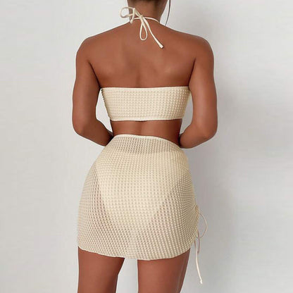 Drawstring Open Back Bikini Set