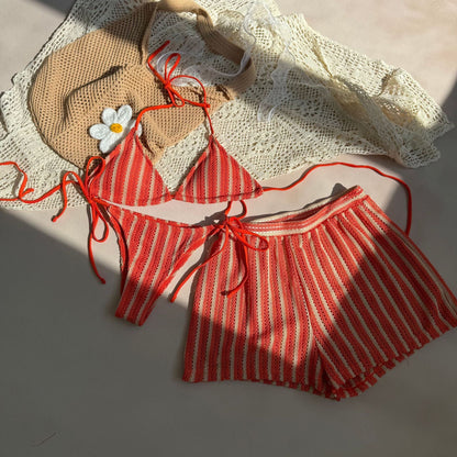 Lace Stripe Bikini Set