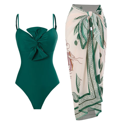 Bow Solid One-Piece Swimsuit