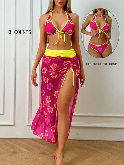 Halter Lace One-Piece Swimsuit