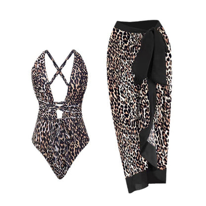 Leopard Print One-Piece Swimsuit