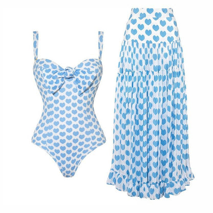 Heart Print One-Piece Swimsuit