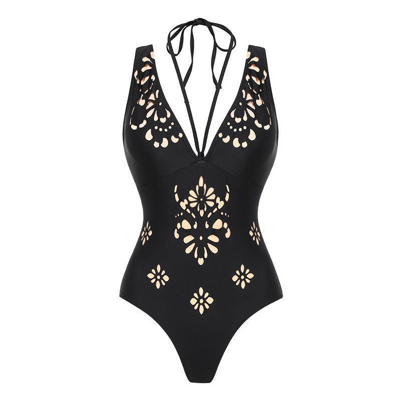 Black Metallic One-Piece Swimsuit