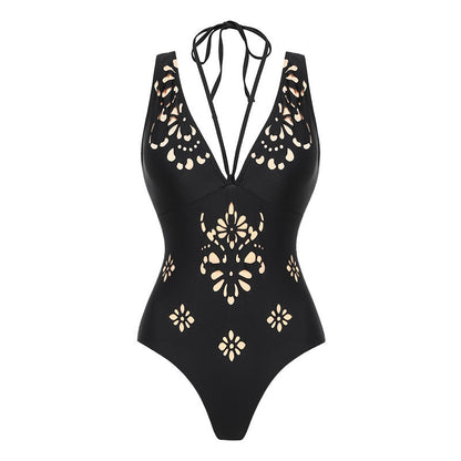 Black Metallic One-Piece Swimsuit