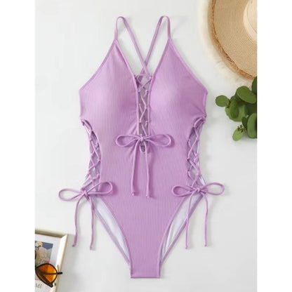 Open Back Halter One-Piece Swimsuit