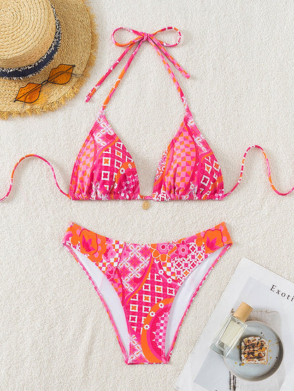Print Embellished Bikini Set
