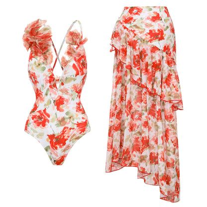 Bow One-Shoulder One-Piece Swimsuit