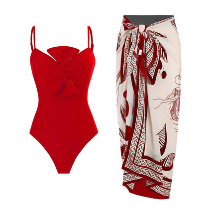 Bow Solid One-Piece Swimsuit