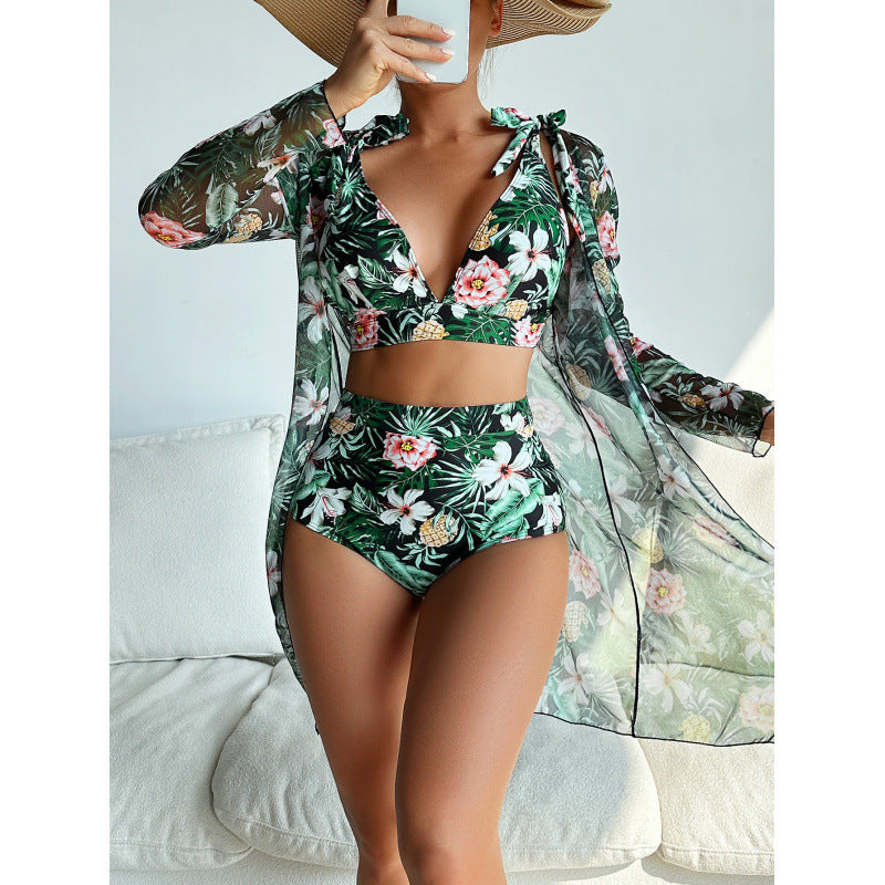 Slit Long One-Piece Swimsuit
