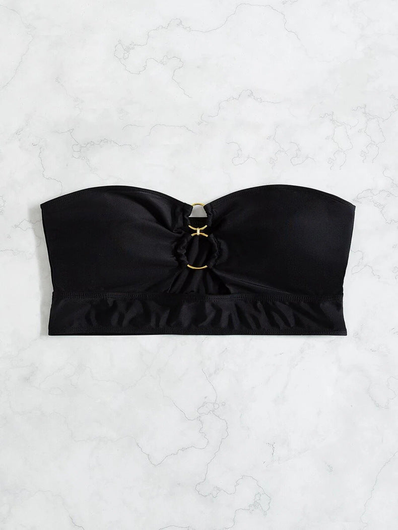 Black Bandeau One-Piece Swimsuit