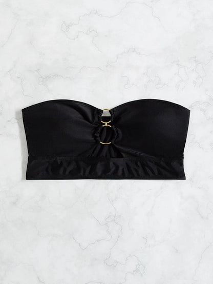Black Bandeau One-Piece Swimsuit