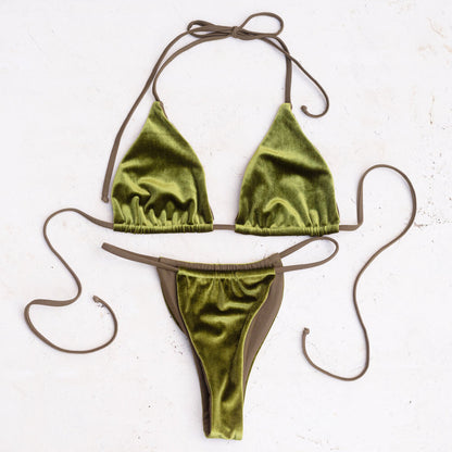 Gold Velvet Bikini Set