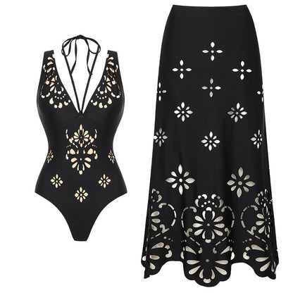 Black Metallic One-Piece Swimsuit