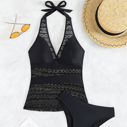 Lace Patchwork Tankini Set