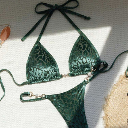 Pearl Trim Bikini Set