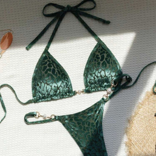 Pearl Trim Bikini Set