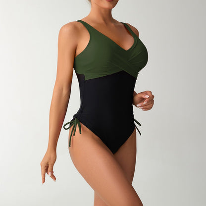 Colorblock Patchwork One-Piece Swimsuit