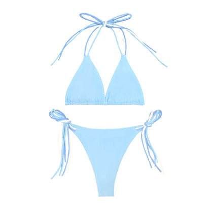 Halter Slit Bikini Set