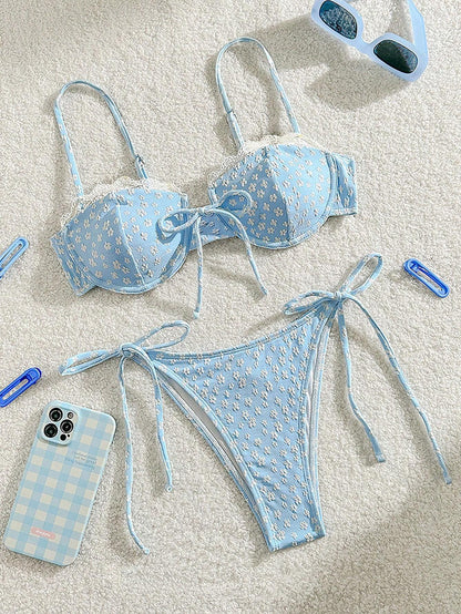 Print Halter Bikini Set