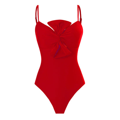 Bow Solid One-Piece Swimsuit