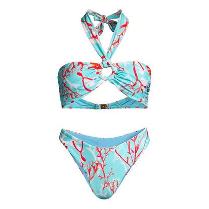 Halter Print Bikini Set