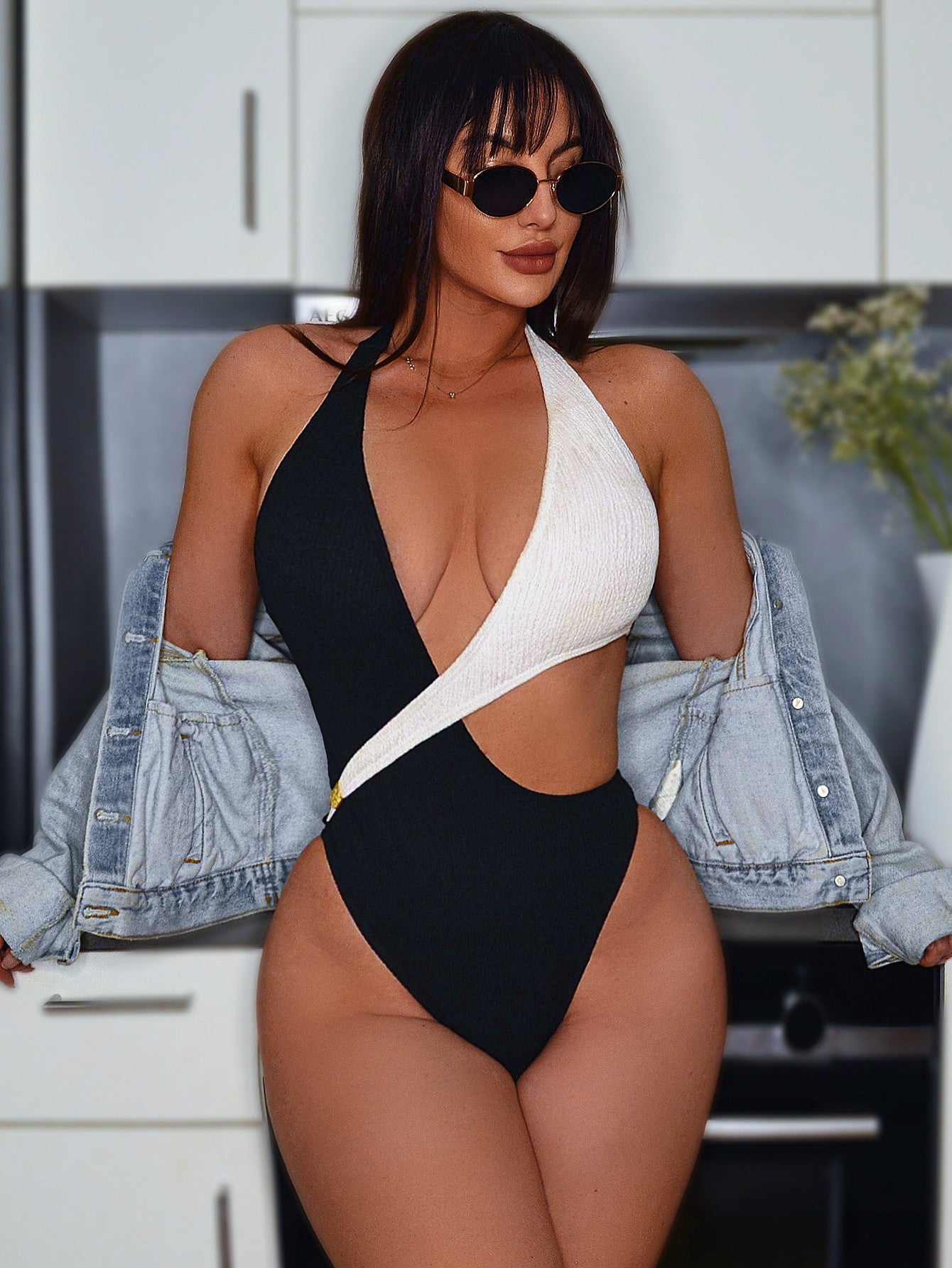 Black & White One-Piece Swimsuit