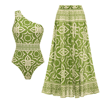 Ethnic Print One-Piece Swimsuit