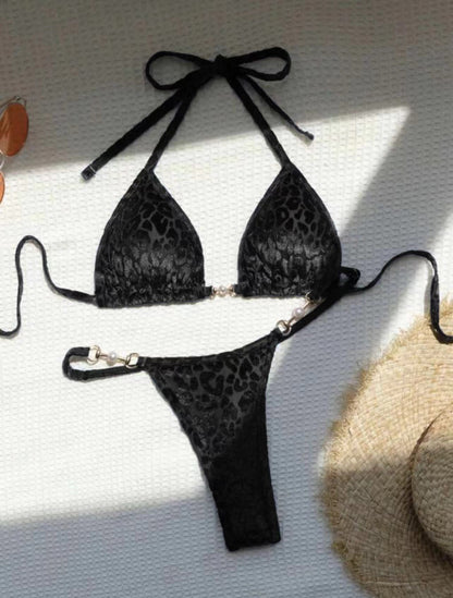 Pearl Trim Bikini Set