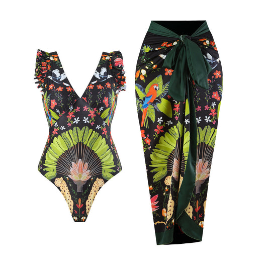 Print Modest One-Piece Swimsuit