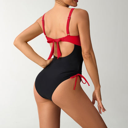 Colorblock Patchwork One-Piece Swimsuit