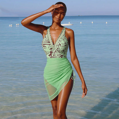 Mesh Patchwork One-Piece Swimsuit