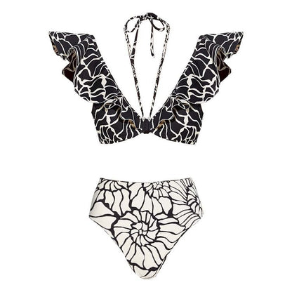Ruffle Halter One-Piece Swimsuit