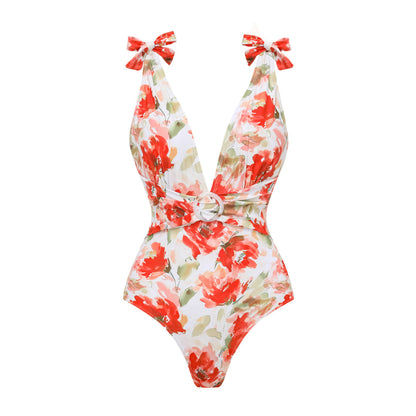 Bow One-Shoulder One-Piece Swimsuit