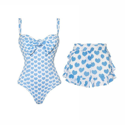 Heart Print One-Piece Swimsuit