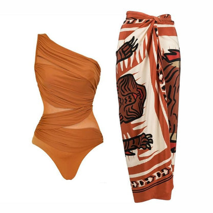 Asymmetric One-Shoulder One-Piece Swimsuit