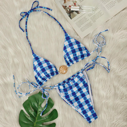 Plaid One-Piece Swimsuit