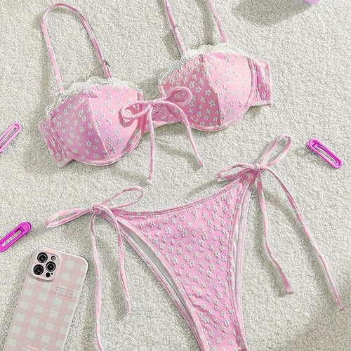 Print Halter Bikini Set