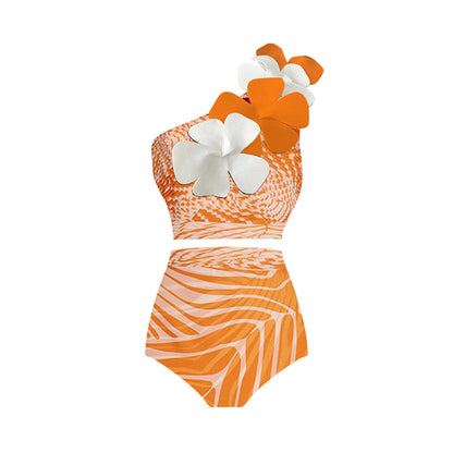 Floral One-Shoulder One-Piece Swimsuit