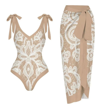 Chiffon Two-Piece One-Piece Swimsuit