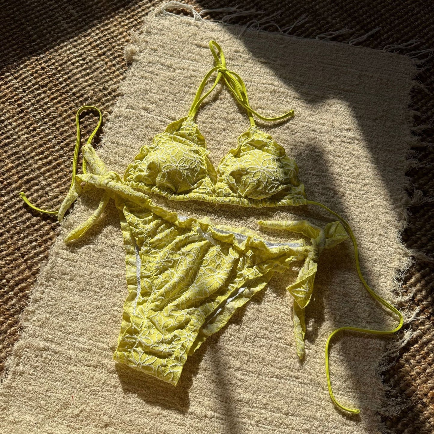 Floral Embroidery Bikini Set