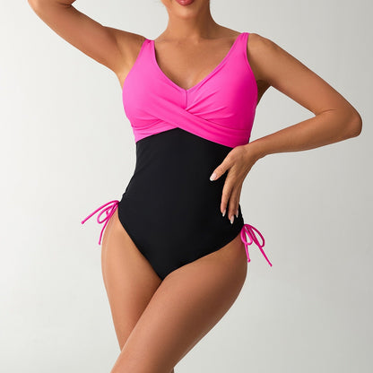 Colorblock Patchwork One-Piece Swimsuit