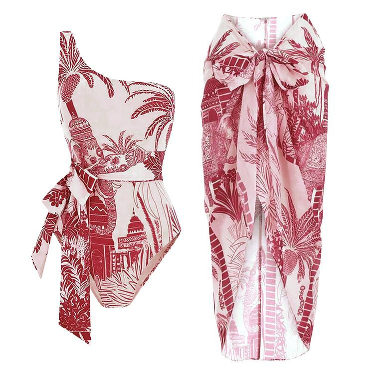 Asymmetric One-Shoulder One-Piece Swimsuit