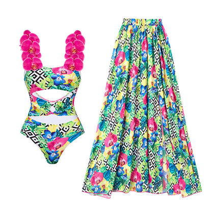 Floral One-Shoulder One-Piece Swimsuit