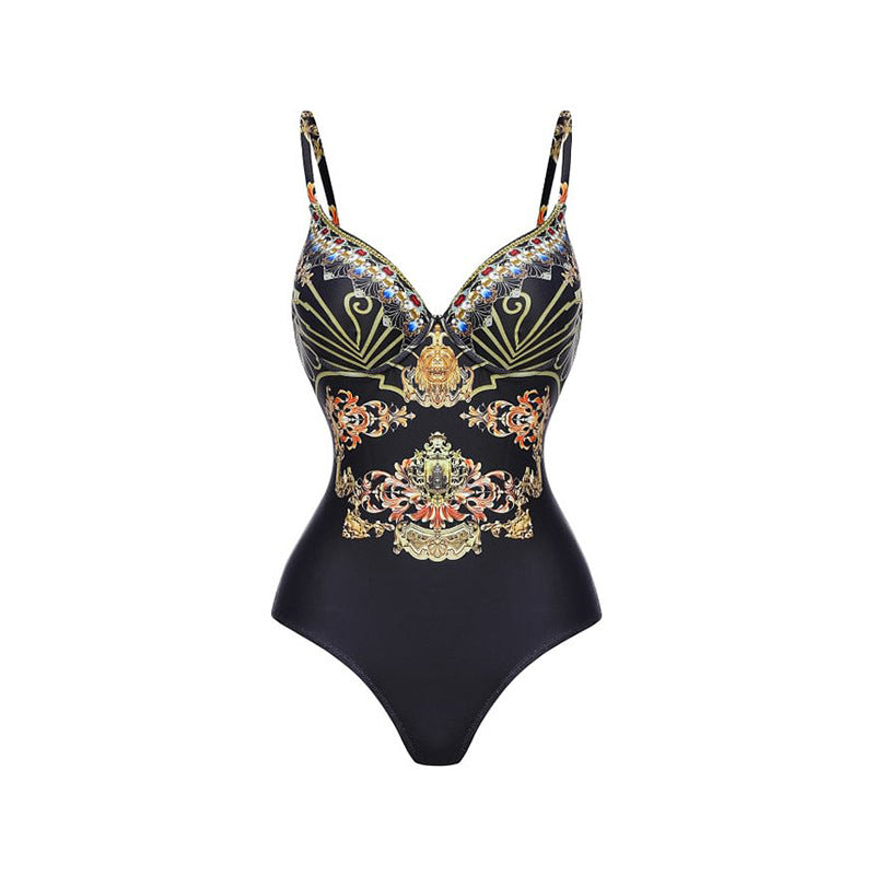 Black & Gold One-Piece Swimsuit