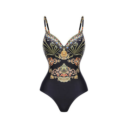 Black & Gold One-Piece Swimsuit