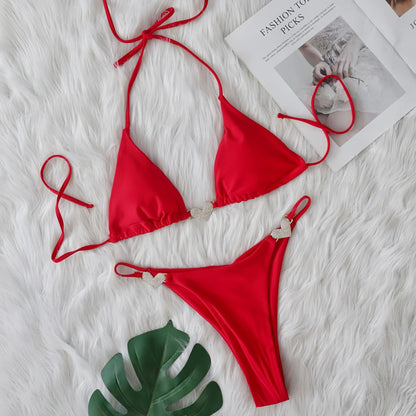 Heart Crystal One-Piece Swimsuit